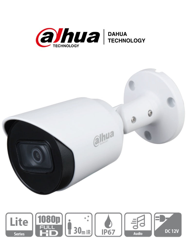 DAHUA HAC-HFW1200T-A - Cámara Bullet HDCVI 1080p micrófono - 2.8 mm, ángulo de visión de 103°, IR 30 m, IP67, carcasa metálica, DWDR, BLC, HLC. DAHUA HAC-HFW1200T-A - Cámara Bullet HDCVI 1080p micrófono - 2.8 mm, ángulo de visión de 103°, IR 30 m, IP67, carcasa metálica, DWDR, BLC, HLC.